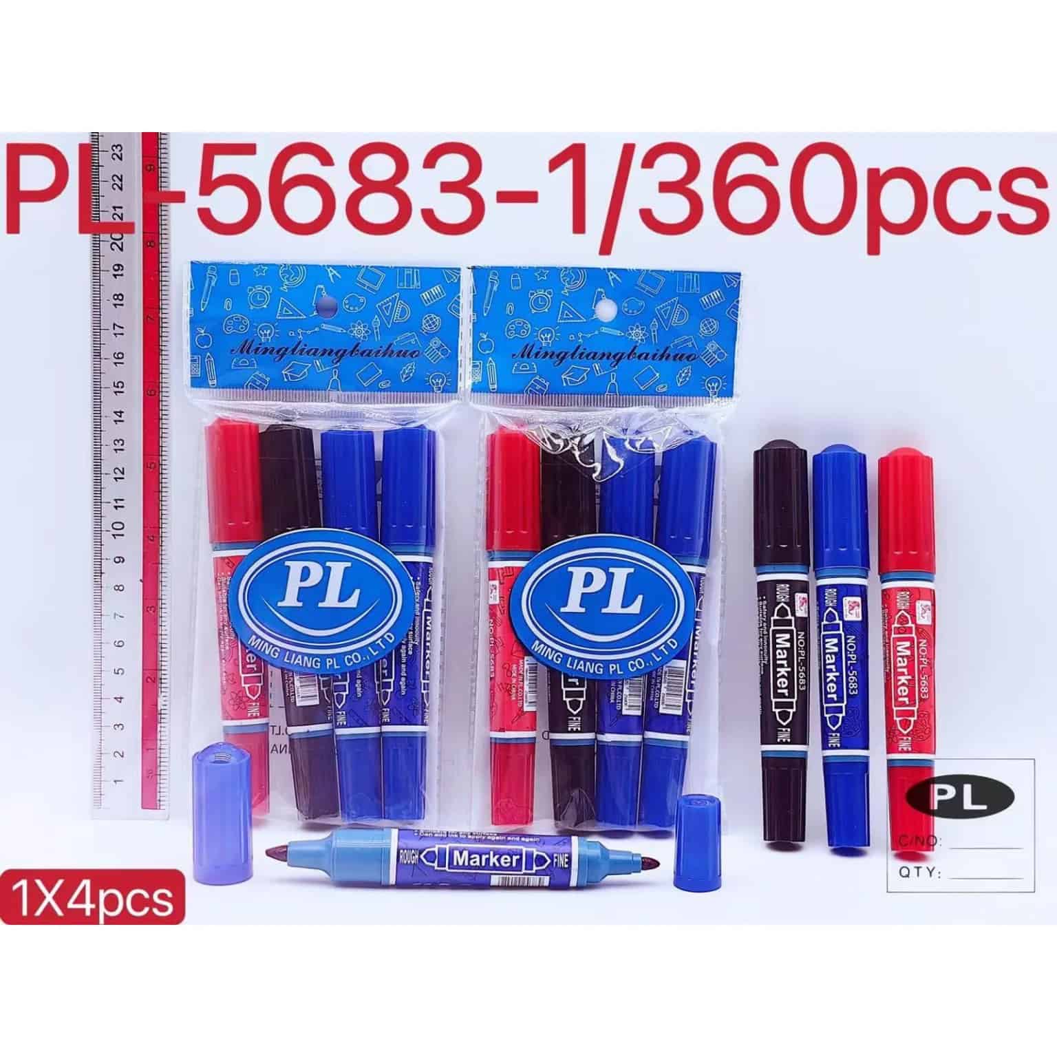 ปากกาเคมี 2 หัว (แพ็ค 4 ชิ้น) คละสี