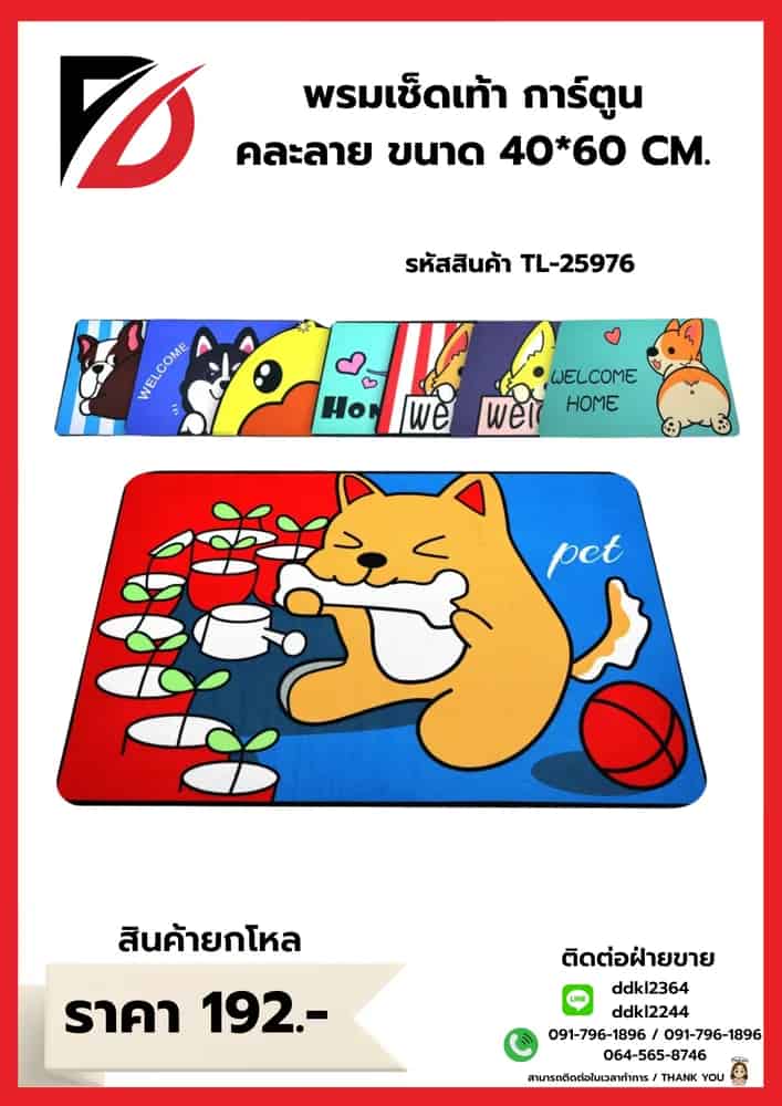 พรมเช็ดเท้า คละสี/คละลาย (ขนาด 40*60cm.)