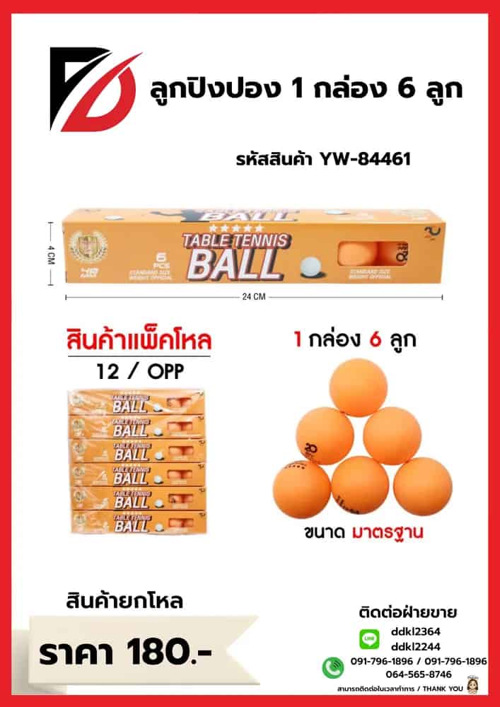 ลูกปิงปอง (แพ็ค 6 ลูก) กล่องส้ม
