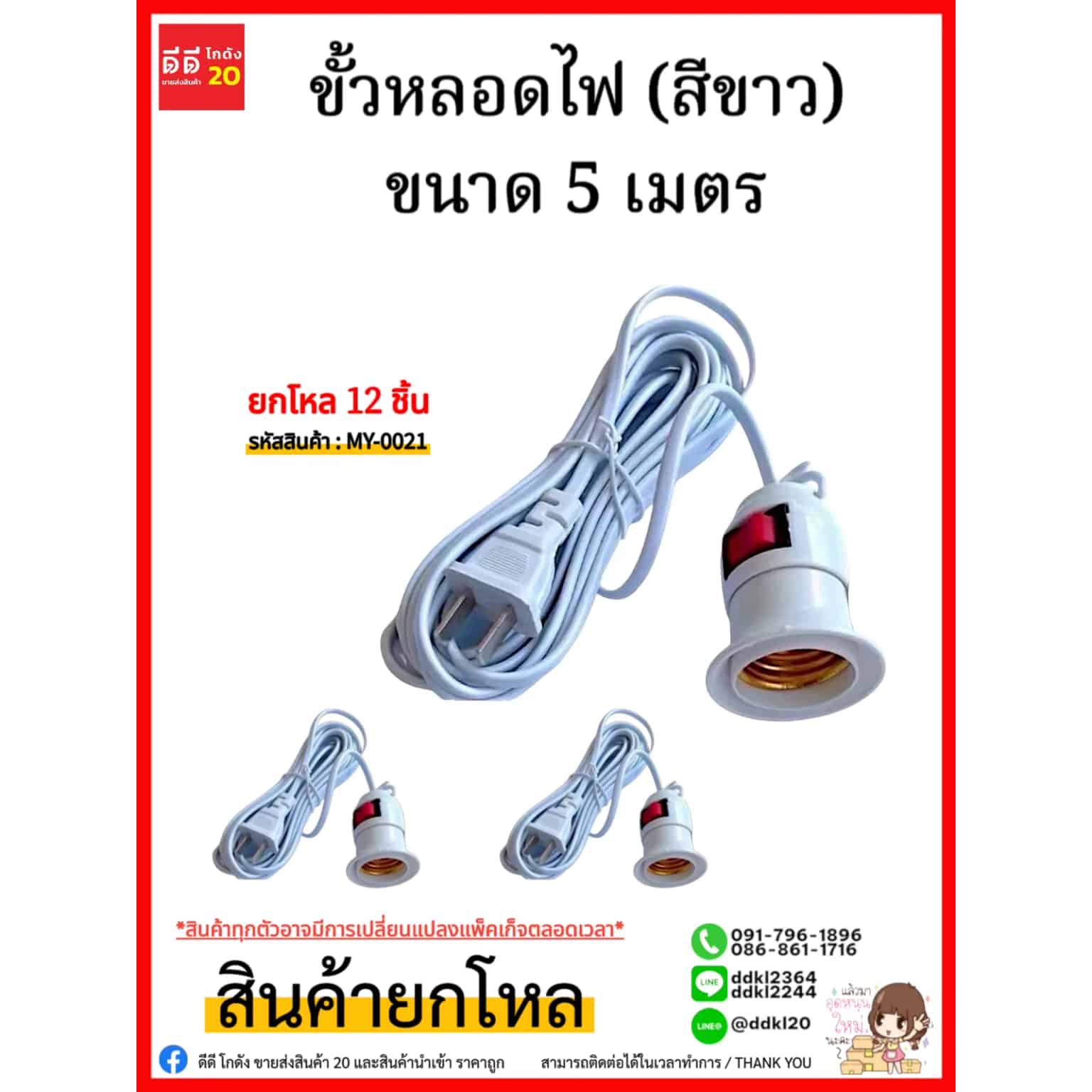 ขั้วไฟ (สีขาว) ขนาด 5 เมตร