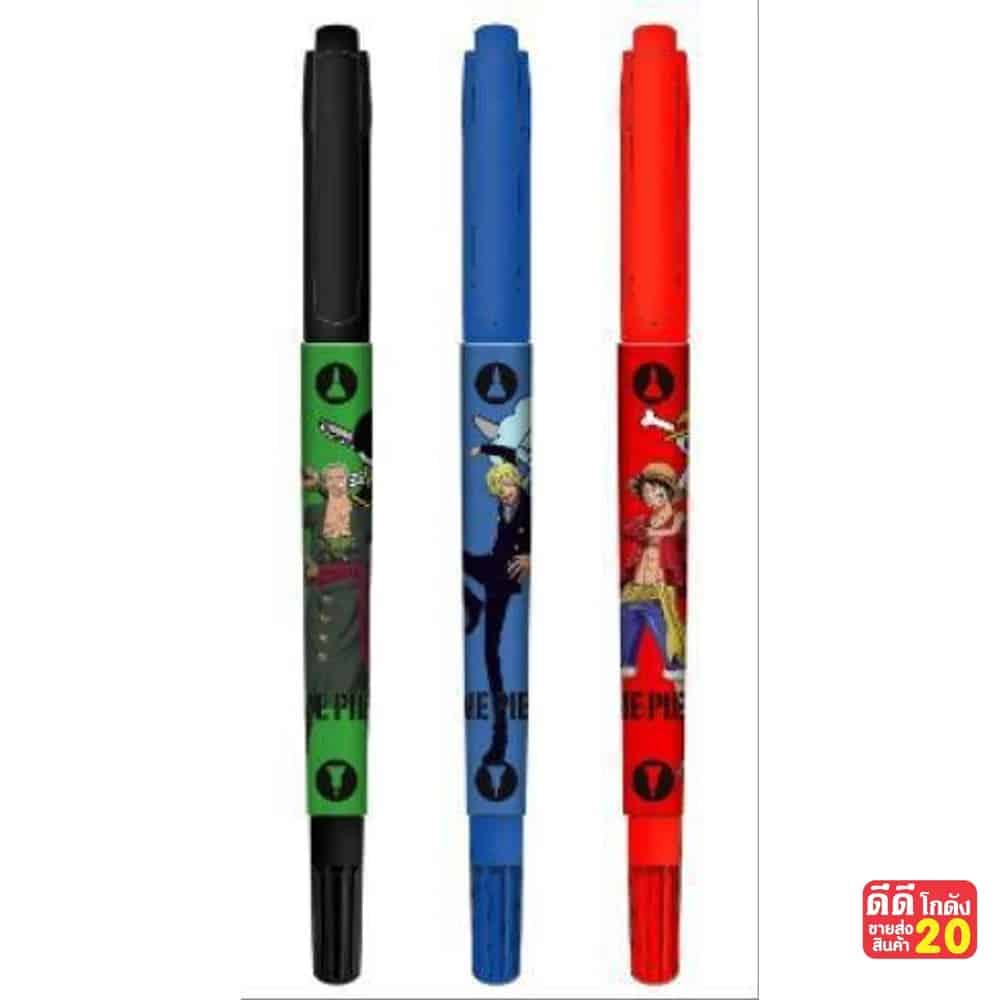 ปากกาเคมี One Piece 2 หัว (แดง+น้ำเงิน+ดำ)
