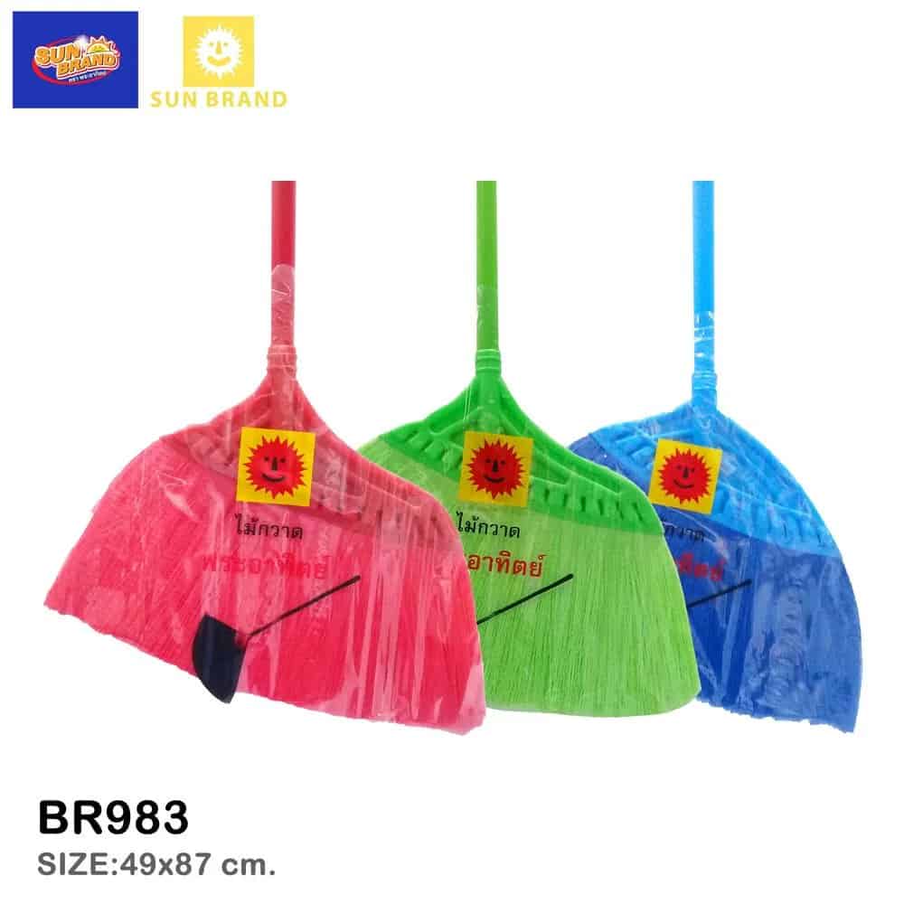 ไม้กวาดพลาสติกขน PET (ขน 1 สี) BR983