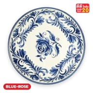 ลายครามกุหลาบใหญ่ + ใบม้วน รหัสลาย BLUE-ROSE