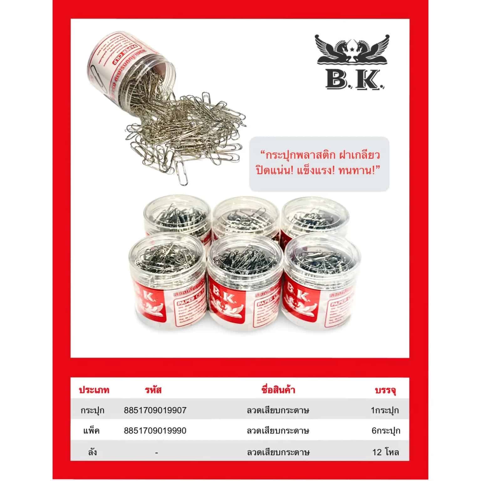 คลิปลวดหนีบกระดาษ (สีเงิน) BK